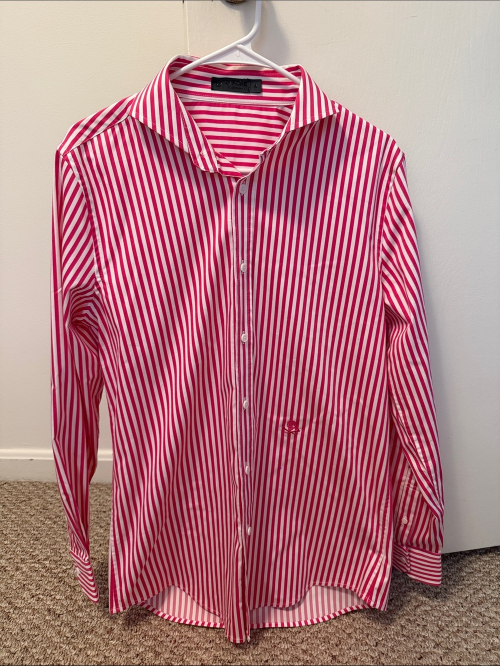 G/FORE Men's Red and White Striped Dress Shirt